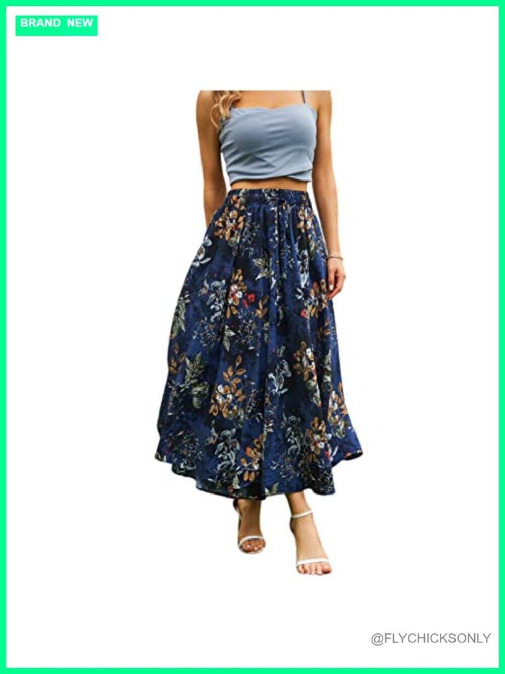 Maxi Skirt with Pockets, Elastic Waistband, Lined, Flowy, Breathable